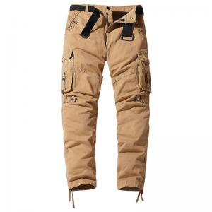 China Streetwear Clothing 100% Cotton 29-38 Size Cargo Long Straight Pants With Belt For Men supplier