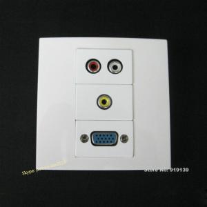 China Standard Size 86x86mm VGA AV Audio + Video Wall Connector Electrical Plugs White Color supplier