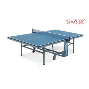 China Double Fold Away Table Tennis Tables , Indoor Foldable Tennis Table Movable With Wheels supplier