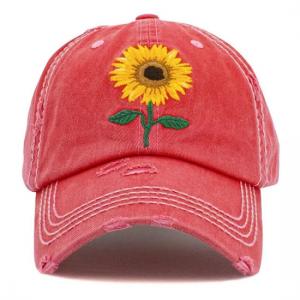 Vintage Inspired Custom Embroidery Baseball Cap Cotton Sunflower Lace Fabric