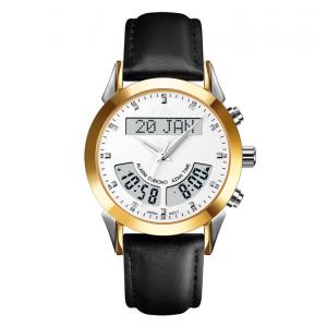 China azan watch Reloj Q036 Qibla wristwatch sapphire glass head layer cowhide stainless steel digital watches mens watch supplier