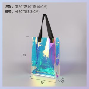 Beach Totes Bags For Women Waterproof Iridescent Shoulder Handbags With Phone Pouch Clear Beach Bag, Foldable & Washable Tote Bag For Work Gym Pool, Travel Wedding, Compatible