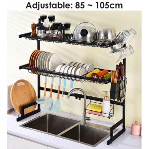 2 Tiers Kitchen Adjustable Over Sink Dish Rack 1050x315x775mm Specification