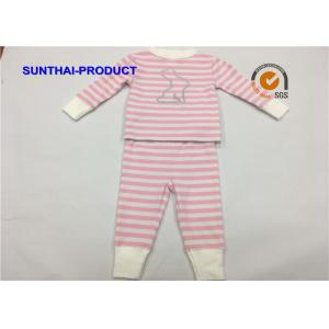 China Pink Stripe AOP Baby Girl Sleepwear Sets Size Customized For Autumn / Winter supplier