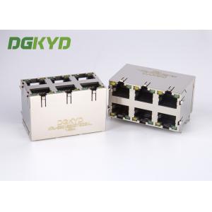 China KRJ -5921S2X3YGZENL Power Over Ethernet Rj45 Connector Metal Shielded stack 2X3 G/Y LED supplier