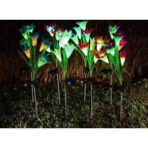 Solar LED 4 heads lily flower lights Lawn Lamp Outdoor Colorful Lamp can be customized