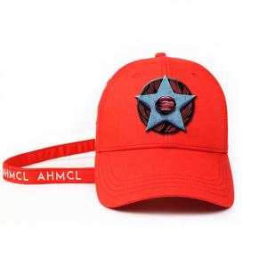 China ACE Headwear new arrival design red 6panel 3d Embroidery Star baseball caps hats supplier