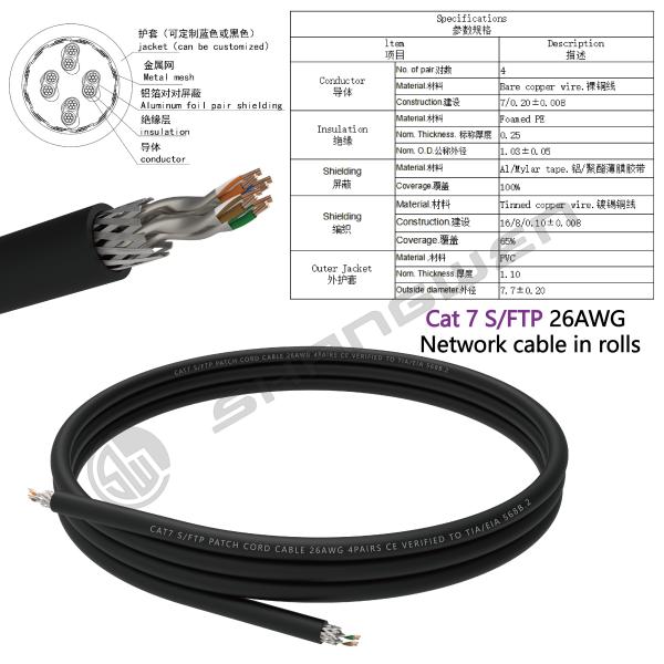 China Cat7 Shielded 10Gbps RJ45 Network Patch Cable Cord RJ45  Cat7 Customized 4pair CE UL 100% Oxygen-free Copper  Cat7 26AWG SFTP wholesale