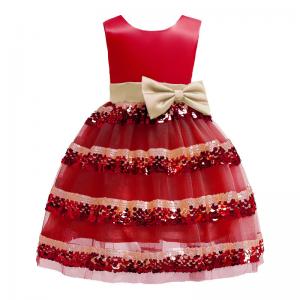 Polo Dress Beige Bow Belt Wave Dress Sequin Princess Girl Dress My First Christmas Girl Ropa Niñas Girls Christmas Dress