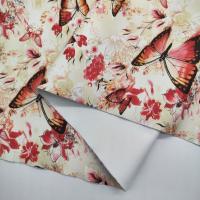 China Printed Colorful Butterfly In Love With Flowers PVC PU Synthetic Faux Leather Material on sale