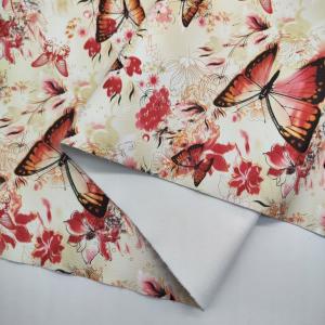 Printed Colorful Butterfly In Love With Flowers PVC PU Synthetic Faux Leather Material