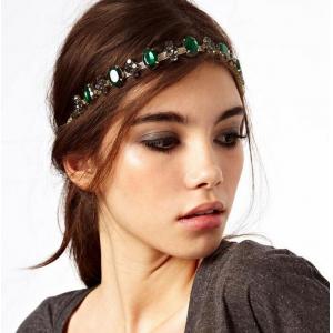 Hot Hair texture flashing emerald diamond hair hoop headband hair jewelry