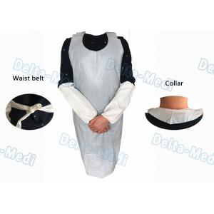 China Operating Rooms White Disposable Aprons , Dust Proof Plastic Throw Away Aprons supplier