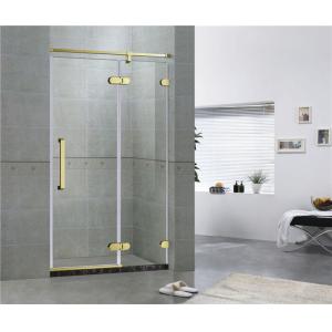 Golden Bronze Inline Frameless Corner Shower Doors 10mm Tempered Glass CE / SGCC