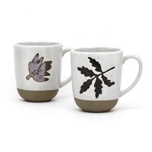 Ceramic Coffee Cup Handmade Harvest Coffee Mug Stoneware Mugs Gift 3D Silk Print Five Leaves