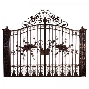China Security Entrance Cast Iron Decor Gate / Double Entry Ornamental Metal Gates supplier