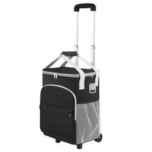Picnic Insulated Trolley Cooler Bag With Wheels Cart Keep Cool Warm 2x8x15"