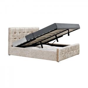 Queen Size Wood Storage Bed Frame Fabric Velvet Modern Upholstered Bed Manufacturer