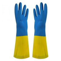 China Bicolor Industrial Flock Lined Household Gloves Neoprene Gloves Chemical Resistance on sale