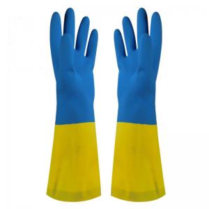 Bicolor Industrial Flock Lined Household Gloves Neoprene Gloves Chemical Resistance