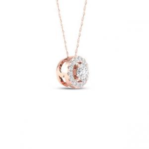 Imperial 1/6Ct TDW CZ 10k Rose Gold Round Diamond Halo Pendant Necklace