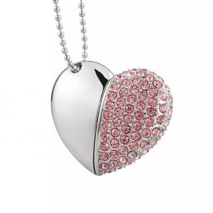 China Customized Design Aluminium Diamond Heart Shape Jewelry USB flash drive 2Gb 2.0 USB memory Stick supplier