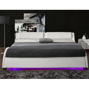 2 LED Light Bed Frame Double Size Upholstered Platform PU Leather