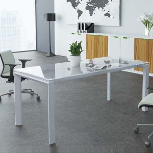 H750mm Office Conference Table Metal Legs Glass Meeting Desk