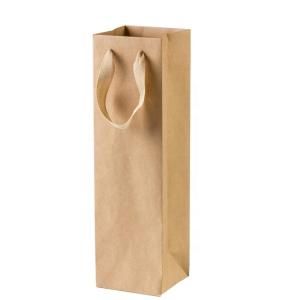 China 400gsm Biodegradable Brown Paper Wine Bags Kraft Bottle Bags 35x9.5x9 supplier