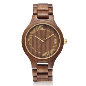 China Hand Made Wooden Quartz Watch , Black Walnut Wood Quartz Movement Watch supplier