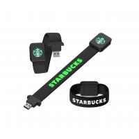 China Shiny When Reading On Computer Silicone Wristband Usb With LED Light Laser Logo on sale