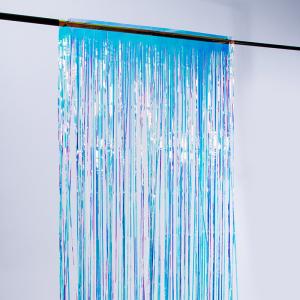 China 2m 3m Blue Silver Tinsel Backdrop Rain Curtain Foil Backdrop wholesale