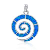 China 925  With Sterling Silver Greek  Key    Meander  Spiral Opal  Pendant Womens  Created Rainbow Opal Cocktail  Pendant on sale