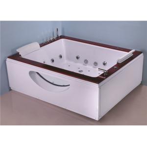 Two Person Jacuzzi Bathtub Indoor , Electric Spa Soaking Tub With Oak Edging