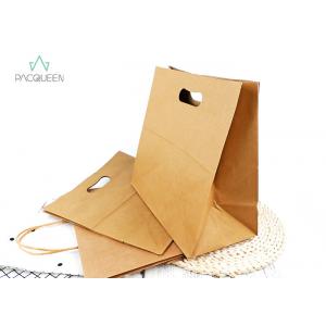 Brown Kraft Paper Lunch Bags , Greaseproof Paper Food Bags Natural Look