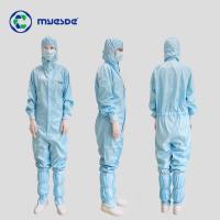 China Antistatic Smock Reusable ESD cleanroom coverall antistatic uniform with hood esd lab Coats Clean Room Garments on sale