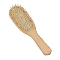 China Rectangle Bamboo Massaging Hair Brush With Ball - Tipped Wood Pins on sale