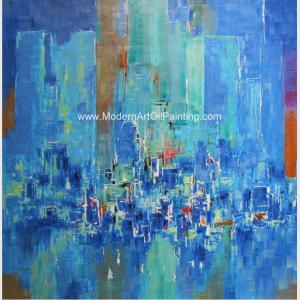 China Abstract Cityscape Painting On Canvas , Framed Oil Paintings For Modern House Decorative supplier