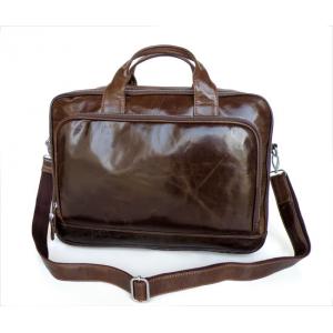 China Men Style Vintage Leather Men Briefcase Laptop Bag Messenger Bag #6086 supplier