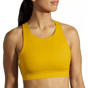 Fashionable Design Ladies Yellow Soft Fitness Yoga Sports Bra with Small Pocket