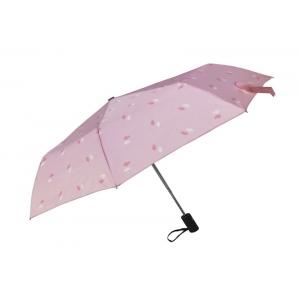 China Waterproof Automatic Travel Umbrella 3 Folding Pongee Rubber Caoted Handle wholesale