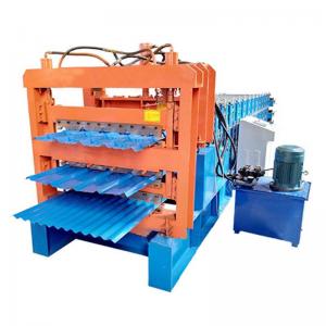 China Triple Layer Hydraulic Shear Roofing Roll Forming Machine Plc Control supplier