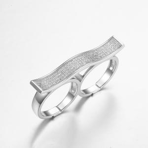 China The Middle Finger and Ring Finger 925 Sterling Silver CZ Double Fingers Rings supplier