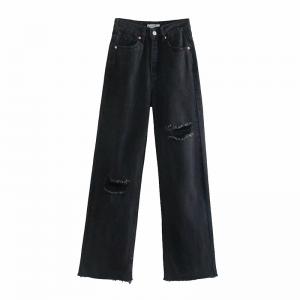 Manufactuer Customized Woman High Waisted Loose Wide Leg Straight Leg Jeans