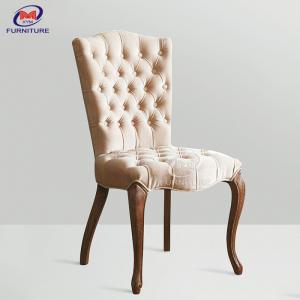 French Style Wooden Dining Room Chairs Upholstered Button Tufted Back