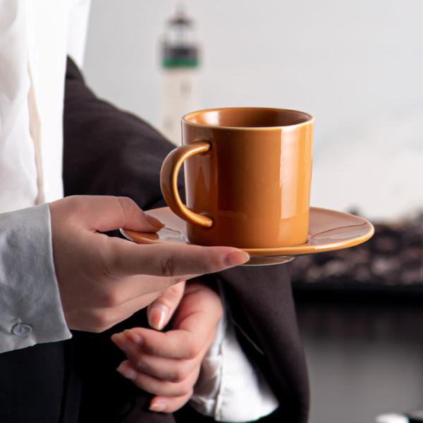 Custom Printed Ceramic Mug Crackle Pattern Glaze Tea Cup And Saucer Set