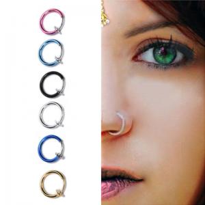 China USA hot selling stainless steel body piercing jewelry unique multi color nose ring supplier