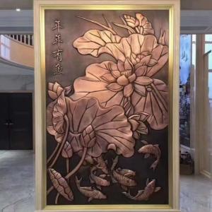 Classic Bronze Room Divider Copper Etched Metal Wall Partitions