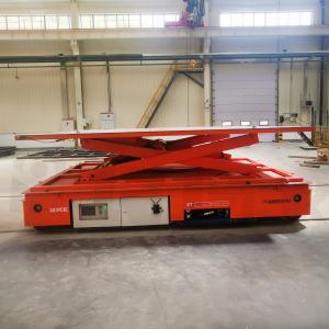 China Scissor Lifting Materials Rail Transfer Cart 2 Tons Battery Operated Transfer Trolley supplier