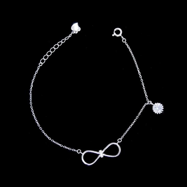Two Items Sterling Silver Infinity Bracelet , Adjustable Extension Silver Chain